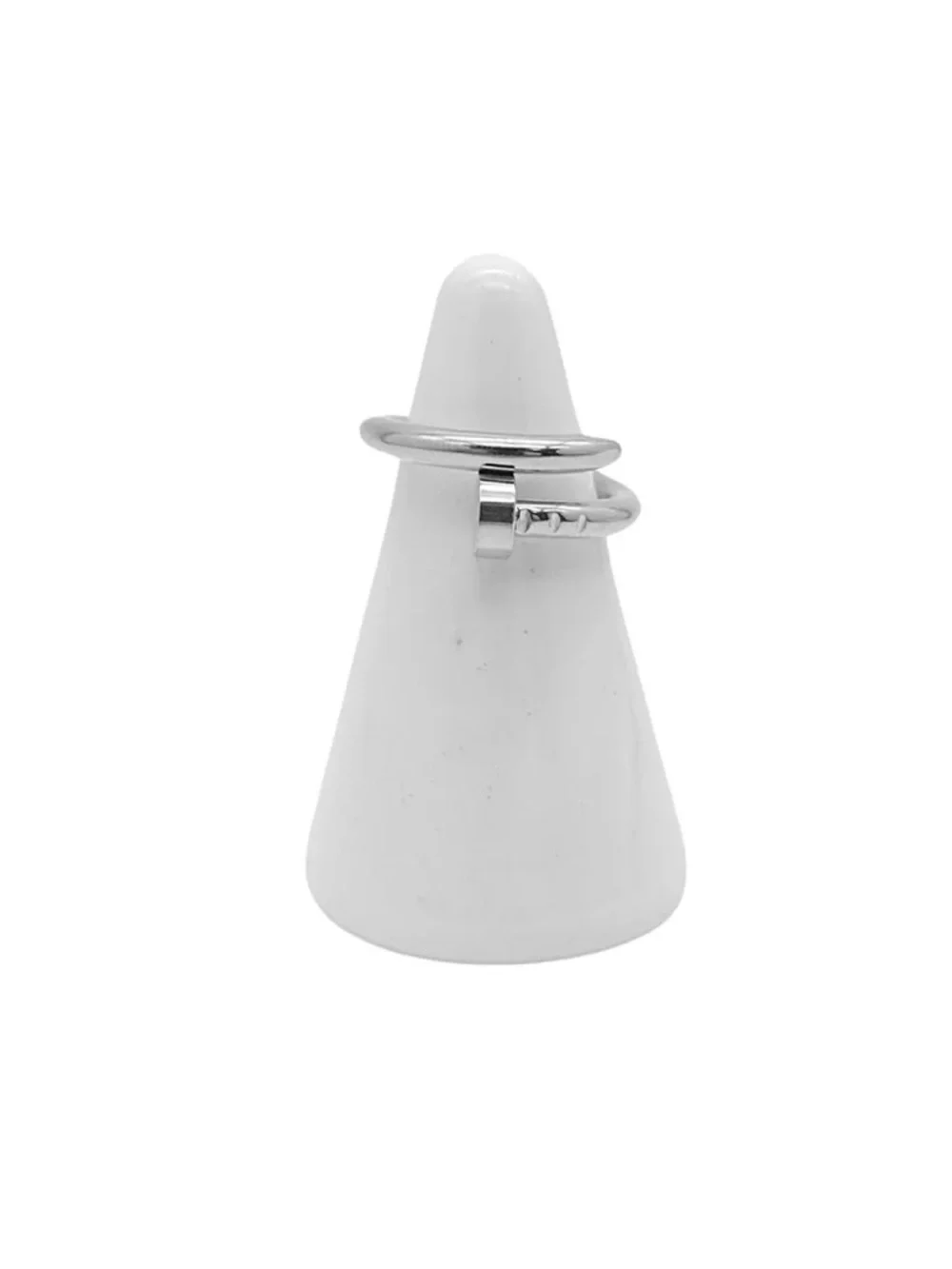 Generic Silver Stainless Steel Nail Cuff Ring